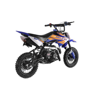 Coolster QG-213A youth dirt bike in blue, rear three quarter