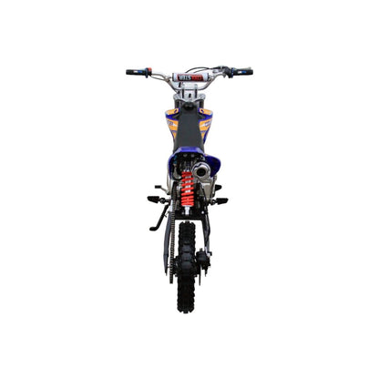 Coolster XR-125 dirt bike in blue, rear view